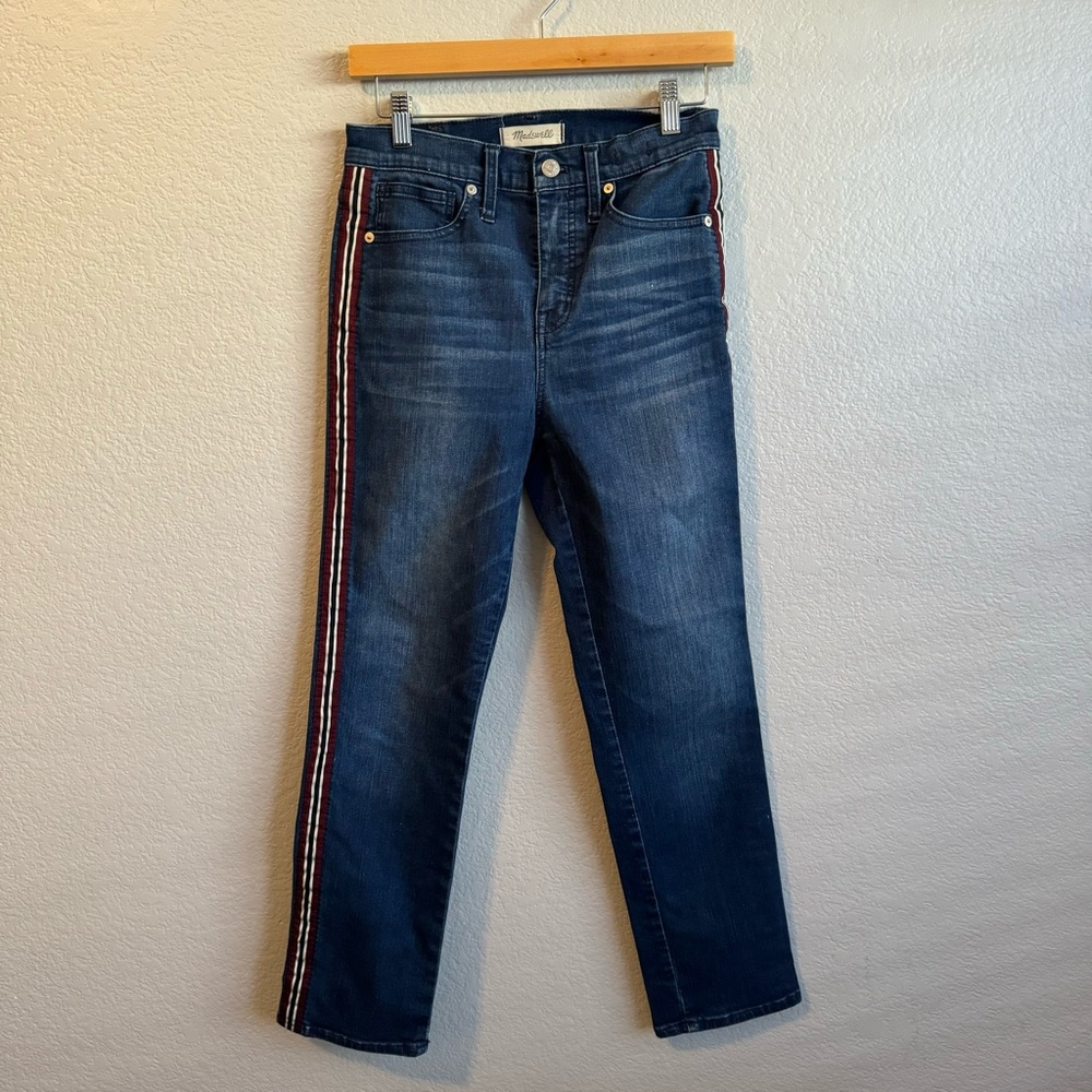 Women’s Madewell Stovepipe Red Stripe Skinny Jeans Size 26
